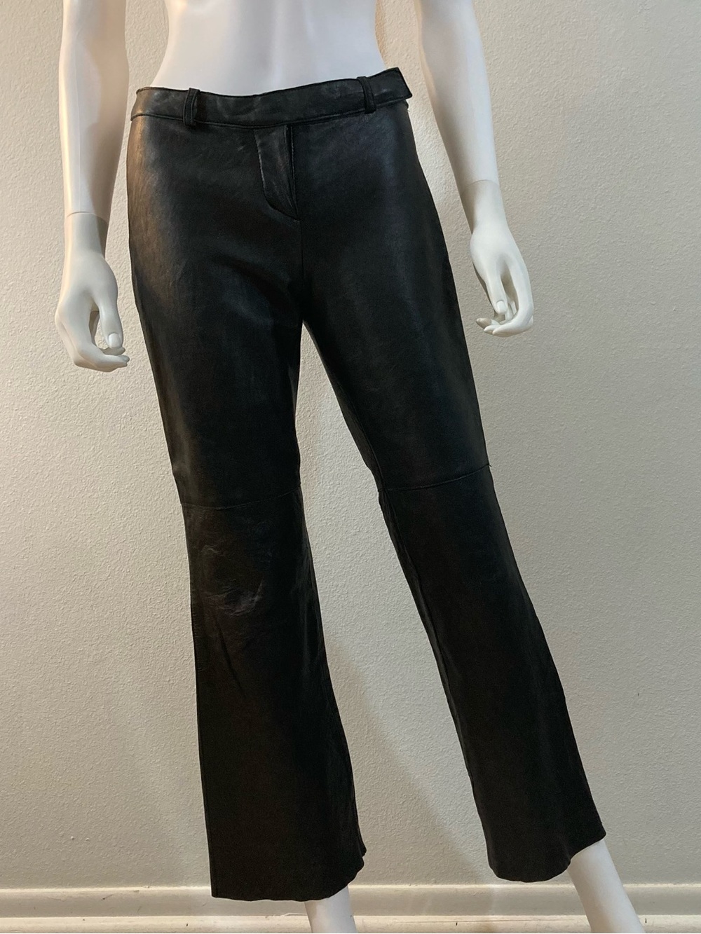 Hugo Buscati Women's Leather Pants Low Rise Flare Size 4 Y2K Petite Black